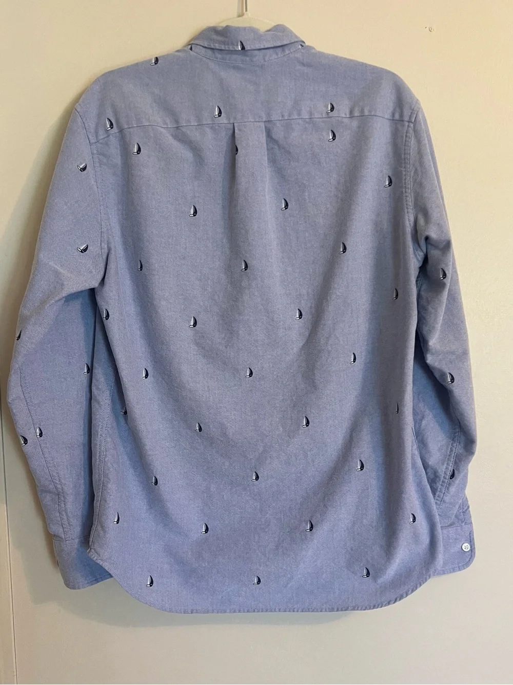 J. Crew Light Blue Button-Down Shirt with Sailboat Details